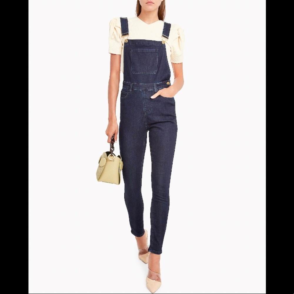WEWOREWHAT High-Rise Skinny Overalls Indigo Sz S